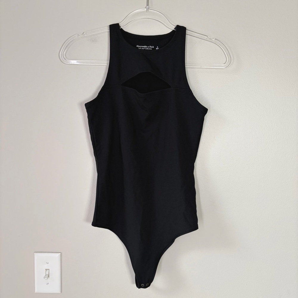 Abercrombie & Fitch Black Cut Out Sleeveless Bodysuit Going Out Top Layering